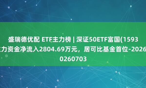 盛瑞德优配 ETF主力榜 | 深证50ETF富国(159350)主力资金净流入2804.69万元，居可比基金首位-20260703